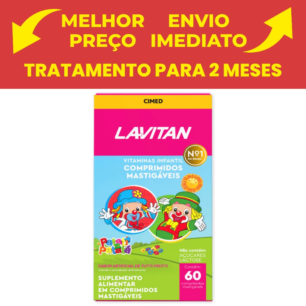 Lavitan Patati Patata Vitamina Infantil  Sabor Tutti Frutti Cimed c/60 Comprimidos