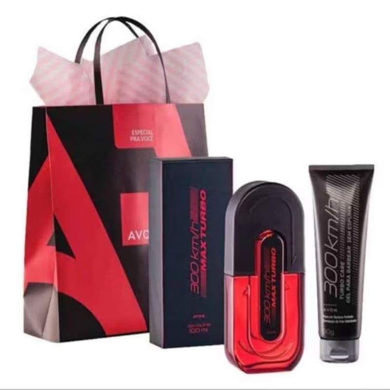 Kit 300km/h Avon perfume Deo Colônia e Shampoo Cabelo e Corpo ou colônia e gel para barba
