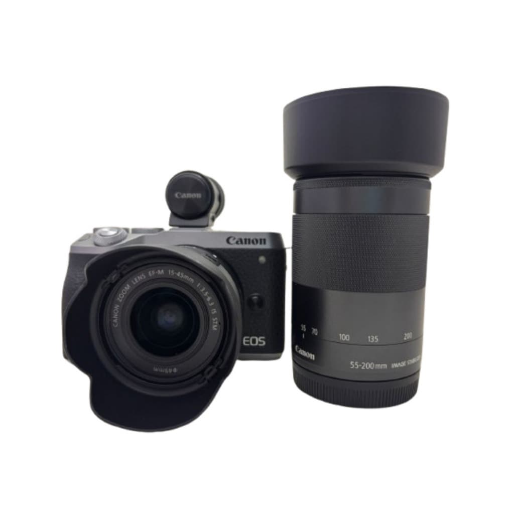 Câmera Canon EOS M6 Mark II Kit com Lentes 15-45mm e 55-200mm Seminova