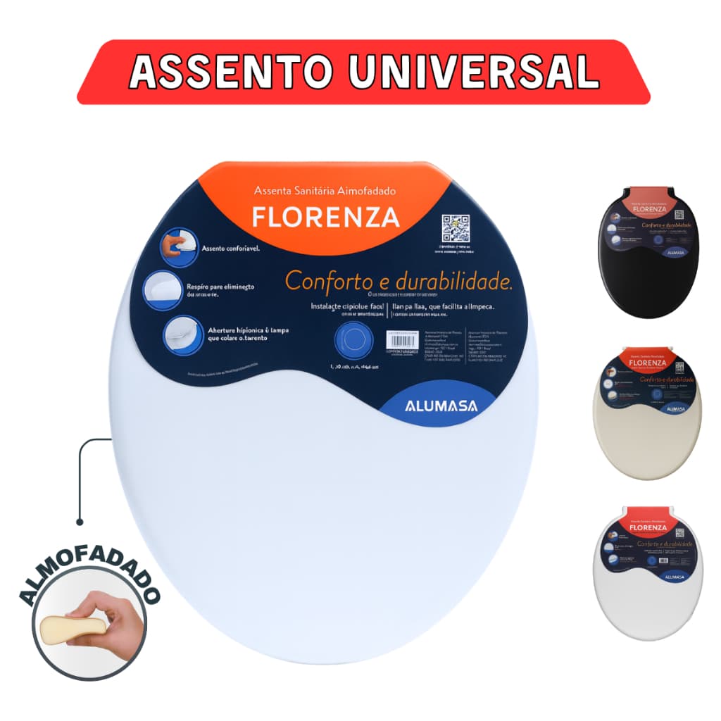 Assento Almofadado Universal Tampa Vaso Qualidade Florenza Soft Oval Celite Tigre Astra Deca Logasa Icasa Incepa Alumasa