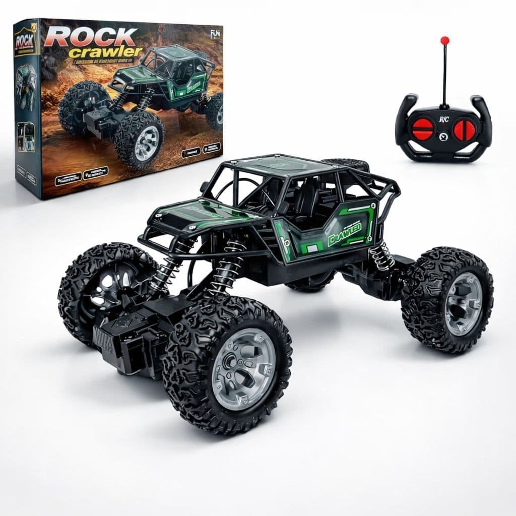 Carrinho de Controle Remoto 4x4 Recarregável USB Anda Na Terra Jeep Off Road Rock Crawler