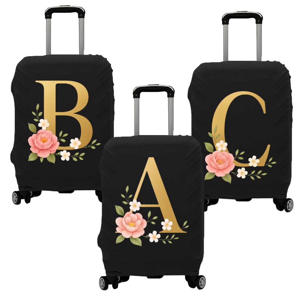 Capa Protetora de Mala de Viagem Personalizada Inicial Canelado Preto Premium Promoção