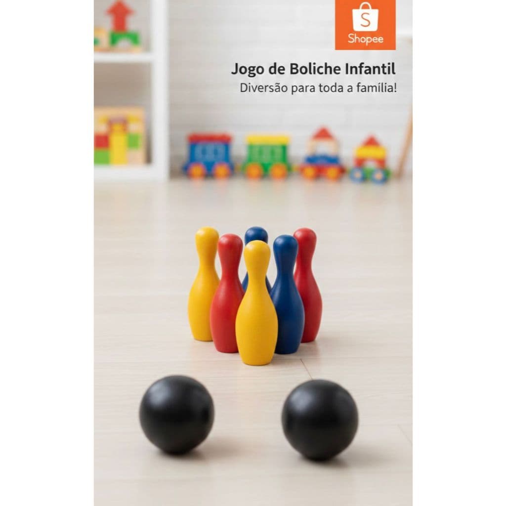 Jogo De Boliche Infantil com 6 pinos e 2 bolas