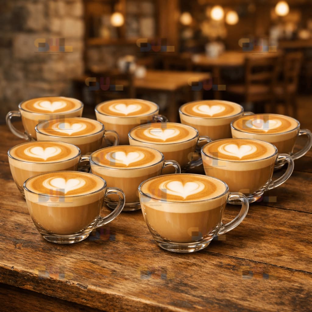 Jogo de Xicara 12 Peças Xícaras 220ml PERA LISA Transparente Cristal Crystal Retro Vidro Cha Cafe