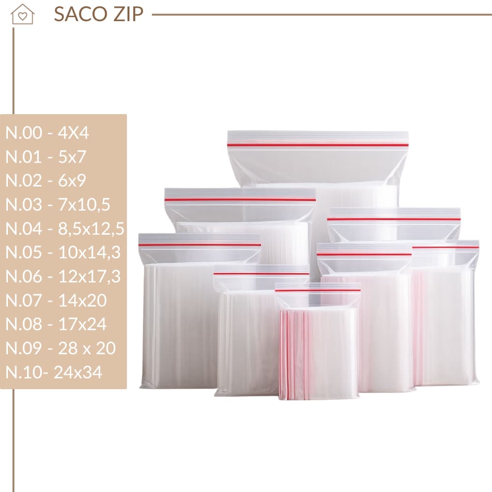 Saco Zip lock hermético abre e fecha -100 unidades