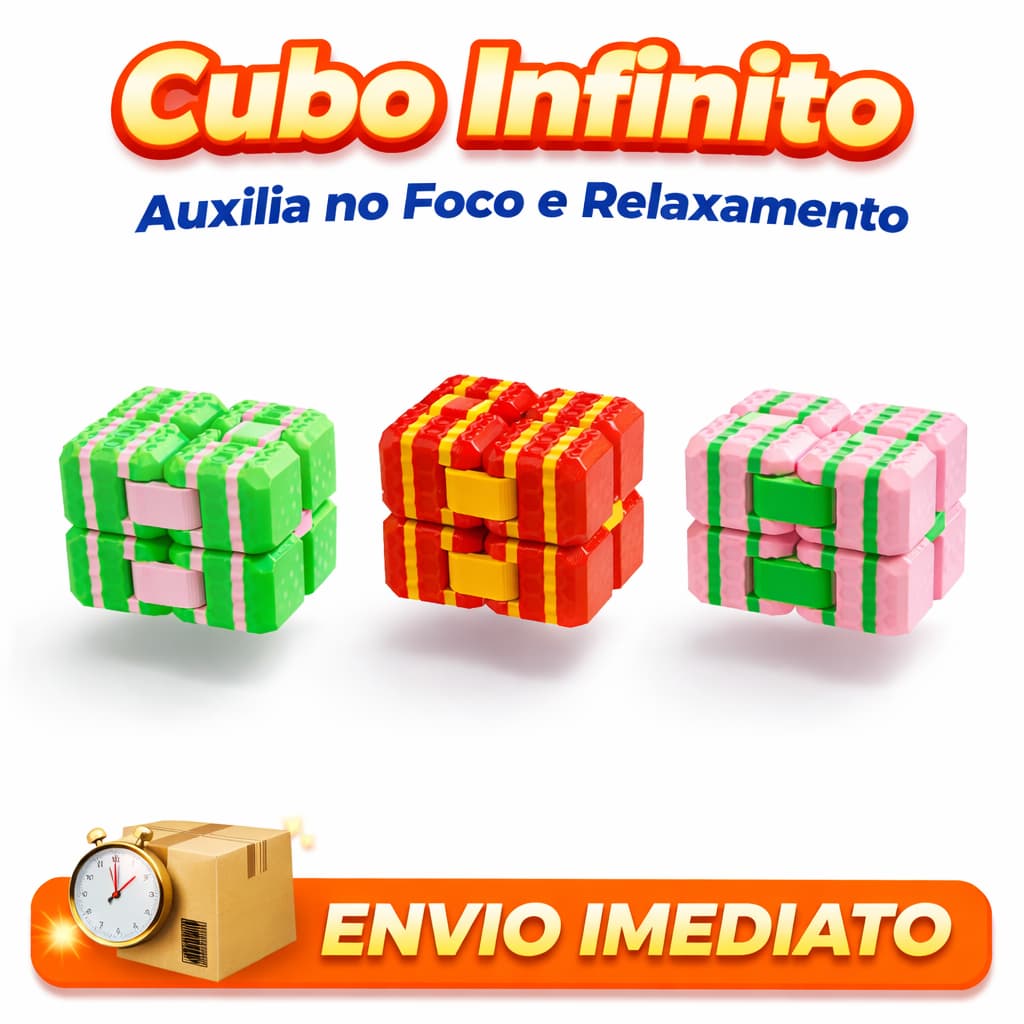 Cubo Infinito Fidget Sensorial | Alívio Ansiedade, Foco TDAH/TEA | Anti Estresse