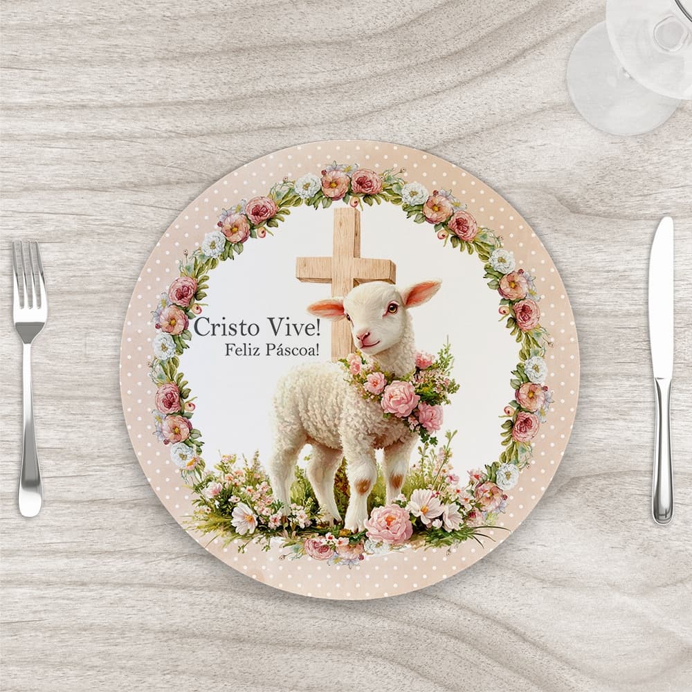 Sousplat de Páscoa 35x35cm com base MDF - 1 unidade