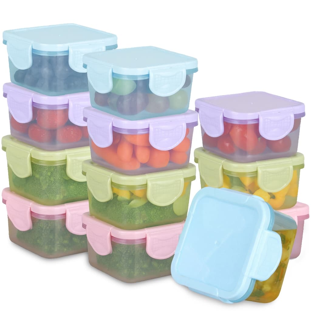Kit 12 Potes Para Congelar Papinha Tampa Hermética Porta Leite Em Pó Introdução Alimentar Bebê