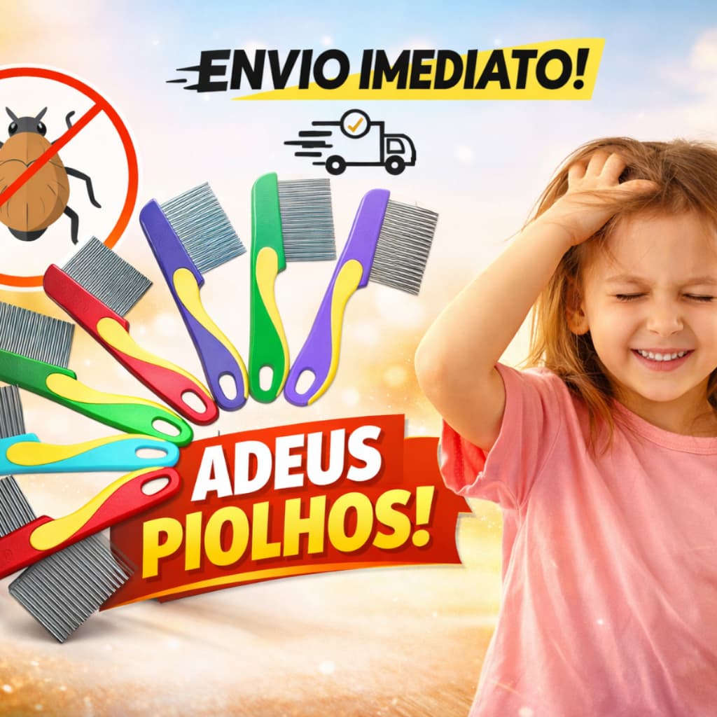 Pente Fino Aço Inox Para Piolhos E Lêndeas Profissional Com Cabo Anatômico Ergonômico