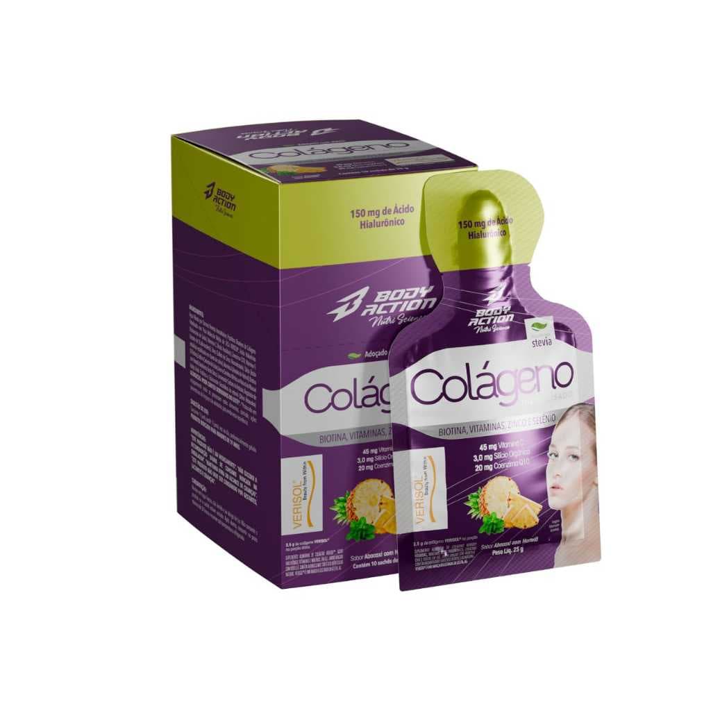 Colágeno com Verisol e Ácido Hialurônico em Gel Caixa com 10 sachês - Bodyaction