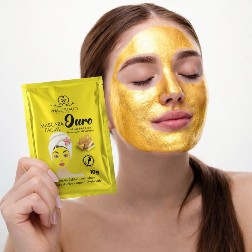 Kit Máscara Facial Gold Sachê 10g - Phallebeauty
