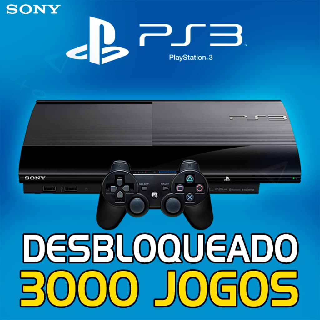 Sony Ps3 Playstation 3 Super Slim Tunado + Controle + Desbloqueado Hen + Loja Jogos 3000 jogos
