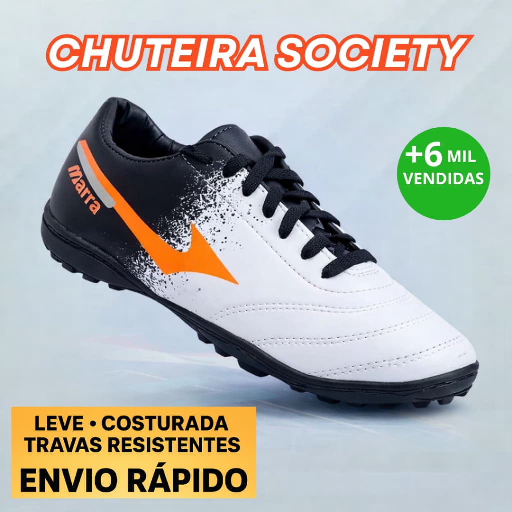 Chuteira Society Adulto Marra Unissex Para Quadra Sintética Confortável e Antiderrapante