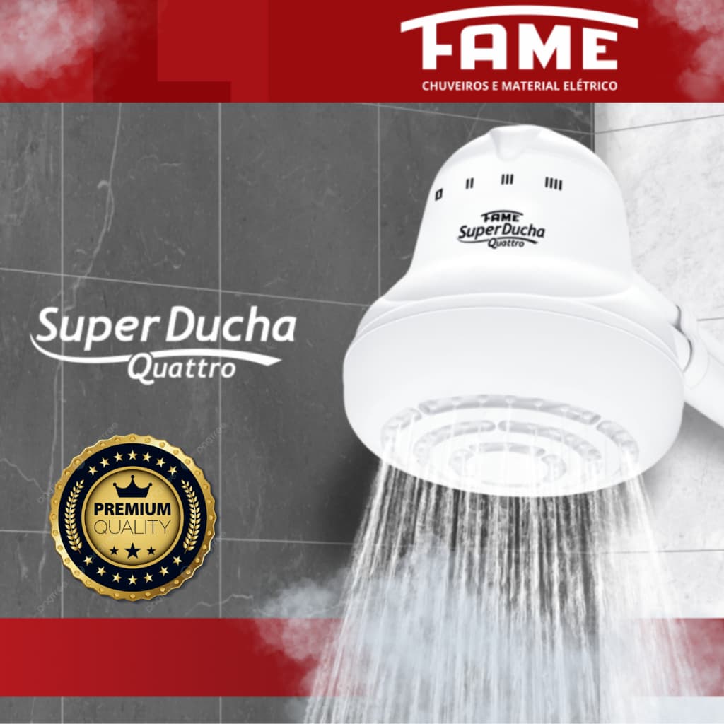 Chuveiro Super Ducha Fame 4 Temperaturas Branco - 220v 6800w - Fame