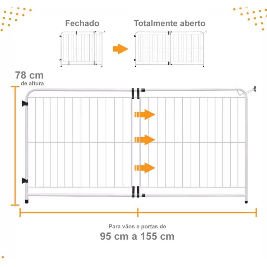 Portão Expansivo Plus 95 a 155 cm Pet Proteção Cachorro ou Criança