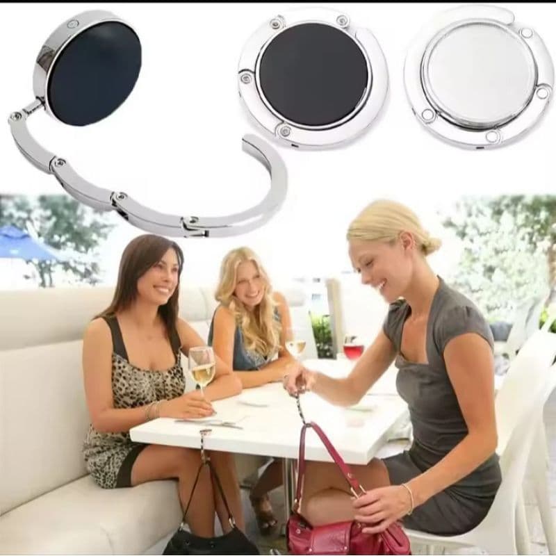 Suporte Dobrável Elegante. Chega de colocar sua bolsa no chão! Com duas versões Prateado e Dourado