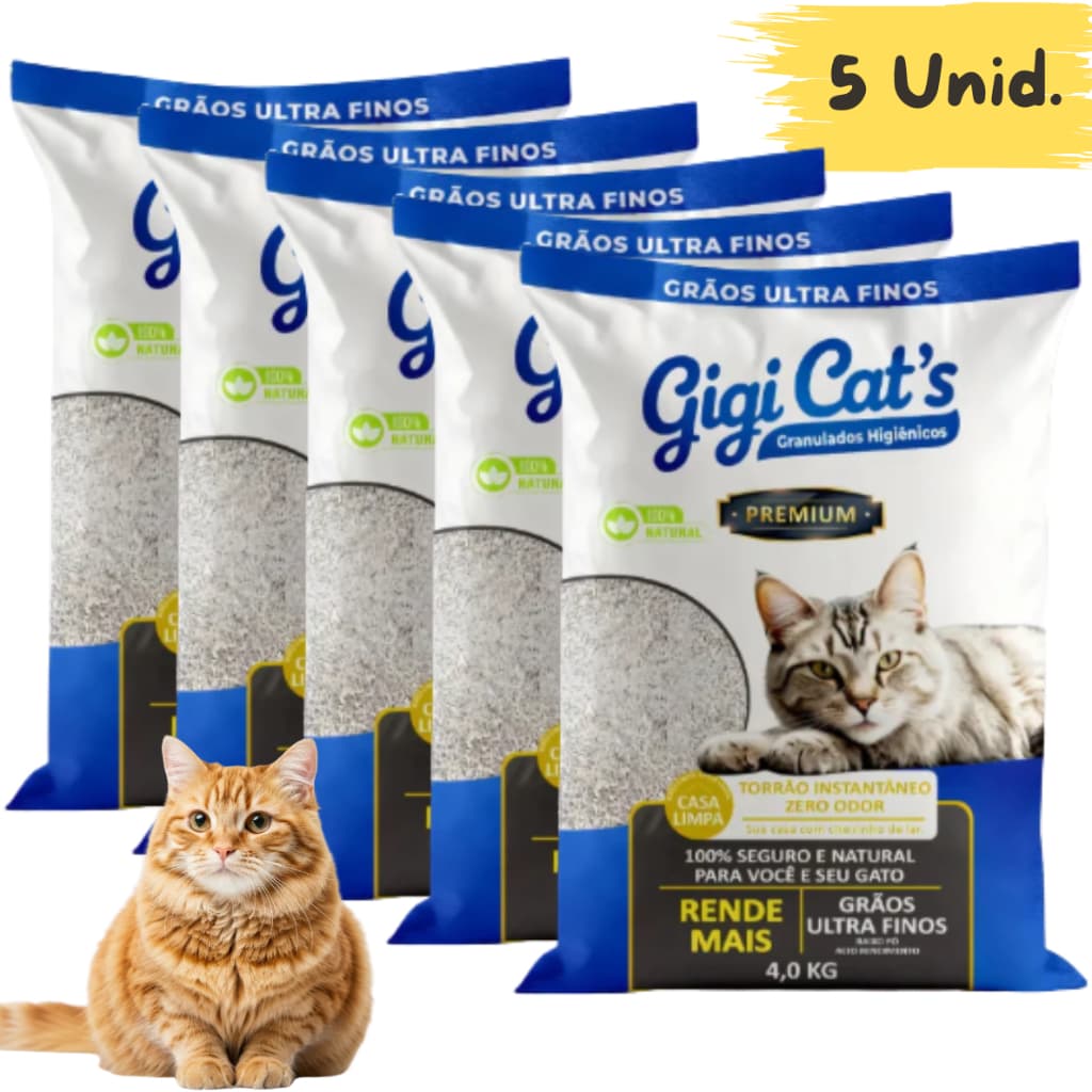 Areia Higiênica Premium Para Gatos Gigi Cats Rende Mais 4kg