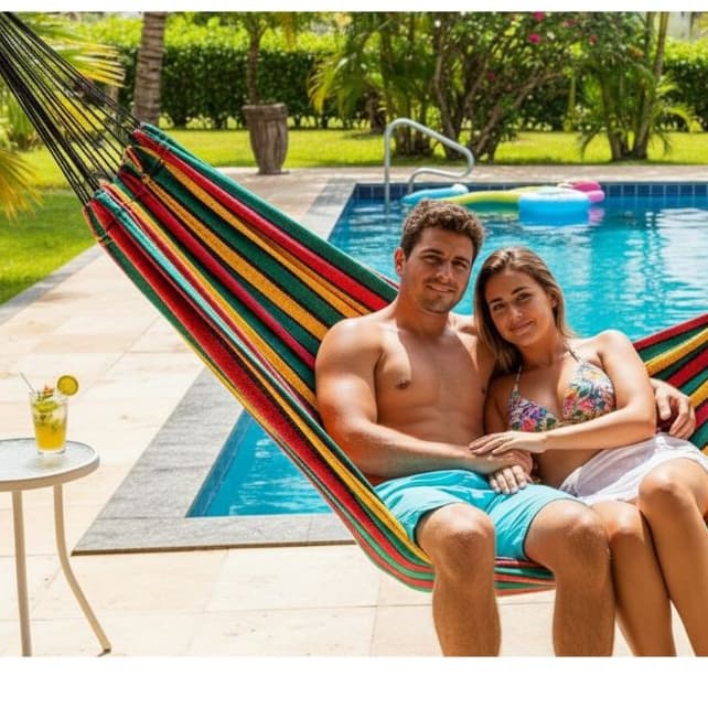 Rede De Dormir Descanso Nylon Reforçada Casal 300 KG de Capacidade Envio Imediato