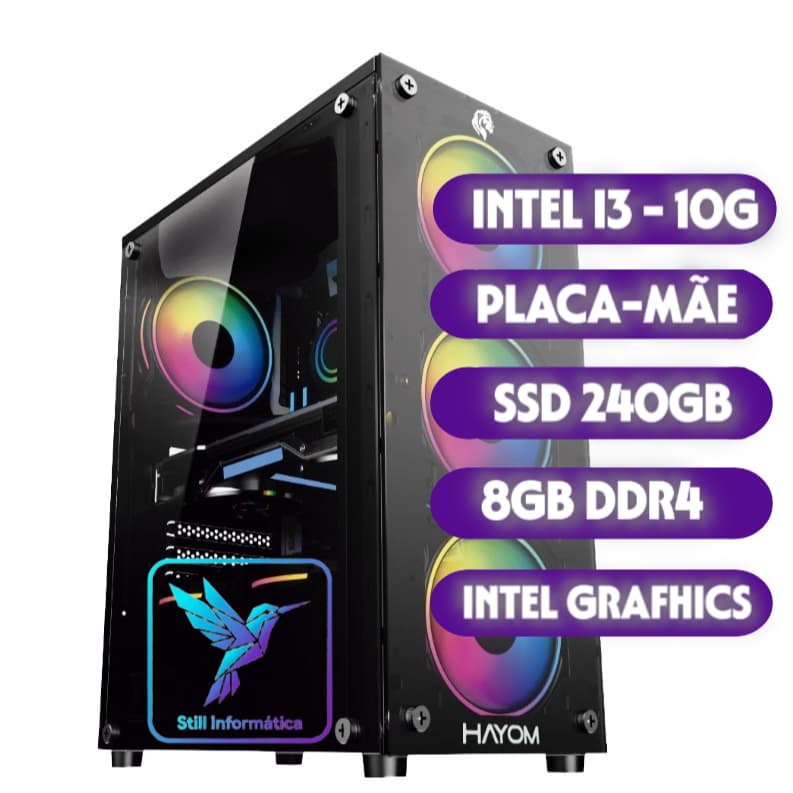 PC Gamer 2ª/10ª Geração | SSD 240GB | 8GB RAM | Gabinete 4 Fans RGB | USB 3.0 Porta HDMI Desktop Computador em Promoção