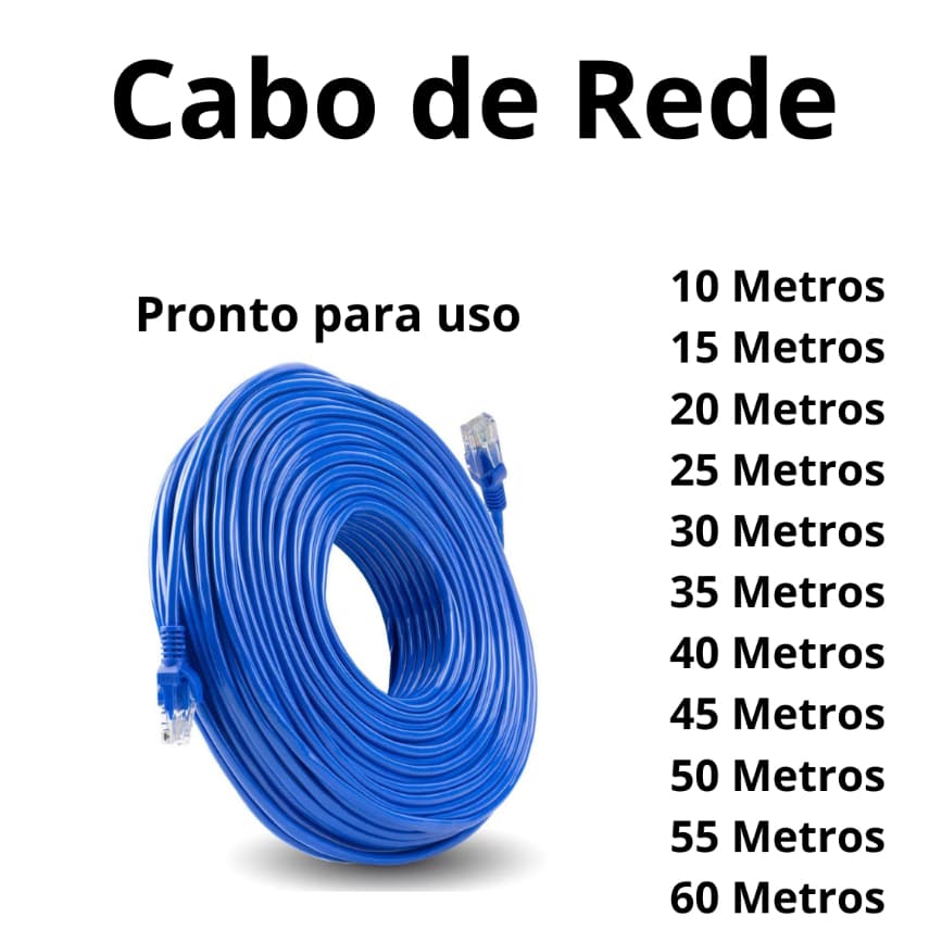Cabo De Rede Internet RJ45 Camera Pc Notebook Smart TV Videogame 10 ate 60 Metros