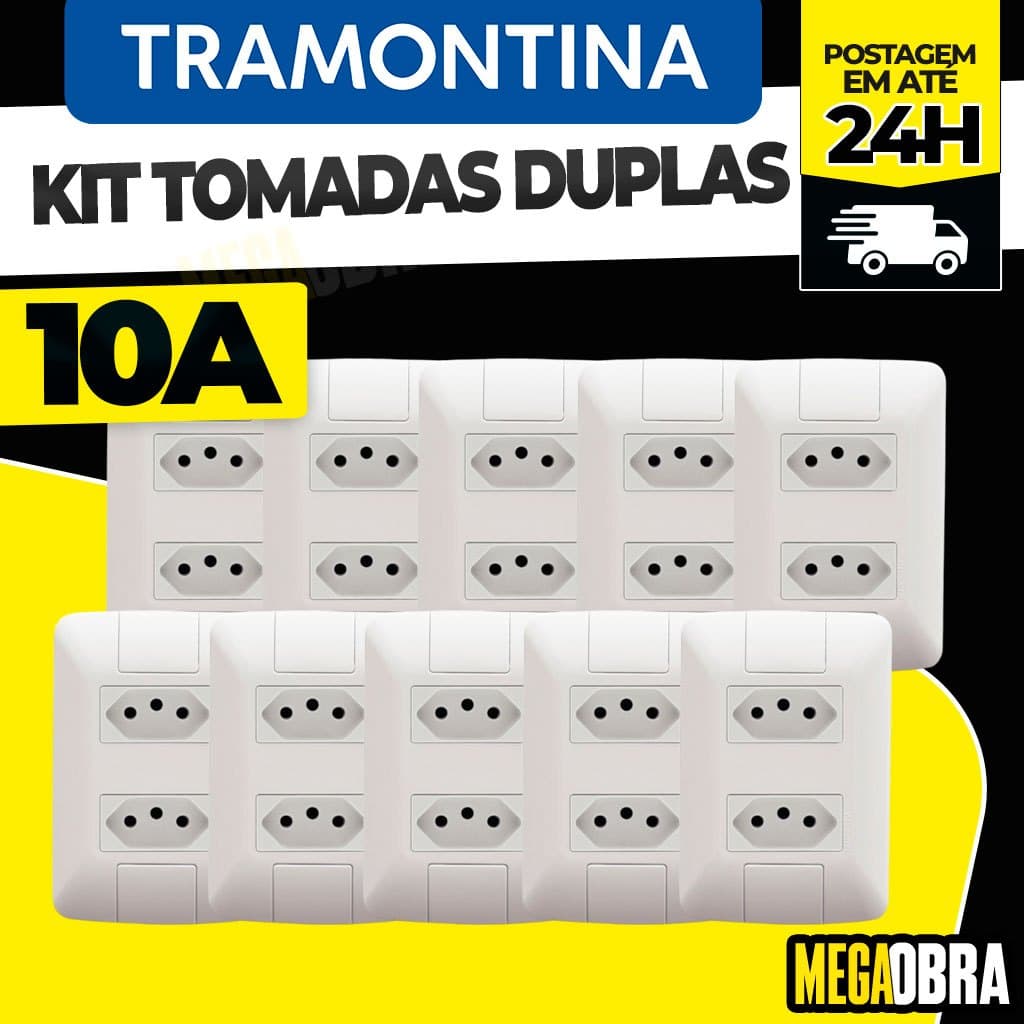 Kit Tomada Duplas 10A Tramontina Linha Aria 4x2 Modular Tomada 10 Amperes Dupla