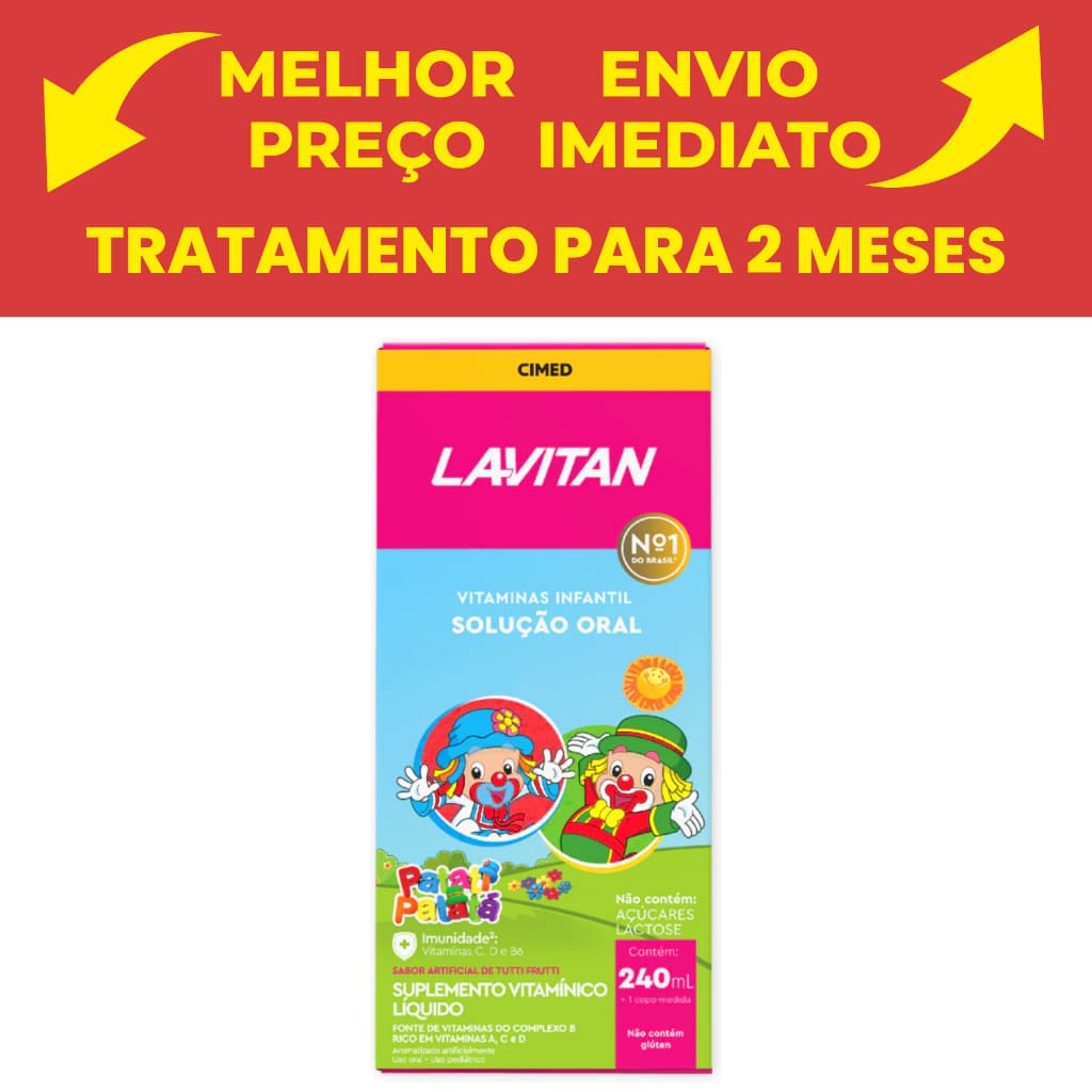 Lavitan Patati Patatá Cimed Vitamina Infantil Sabor Tutti-frutti C/ 240ml Original