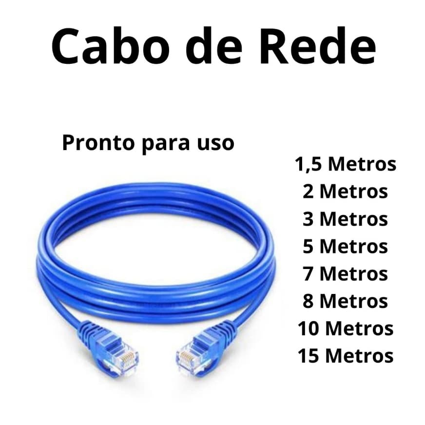Cabo De Rede Internet RJ45  Pc Notebook Router Smart TV Videogame 1,5/2/3/5/10/15 Metros