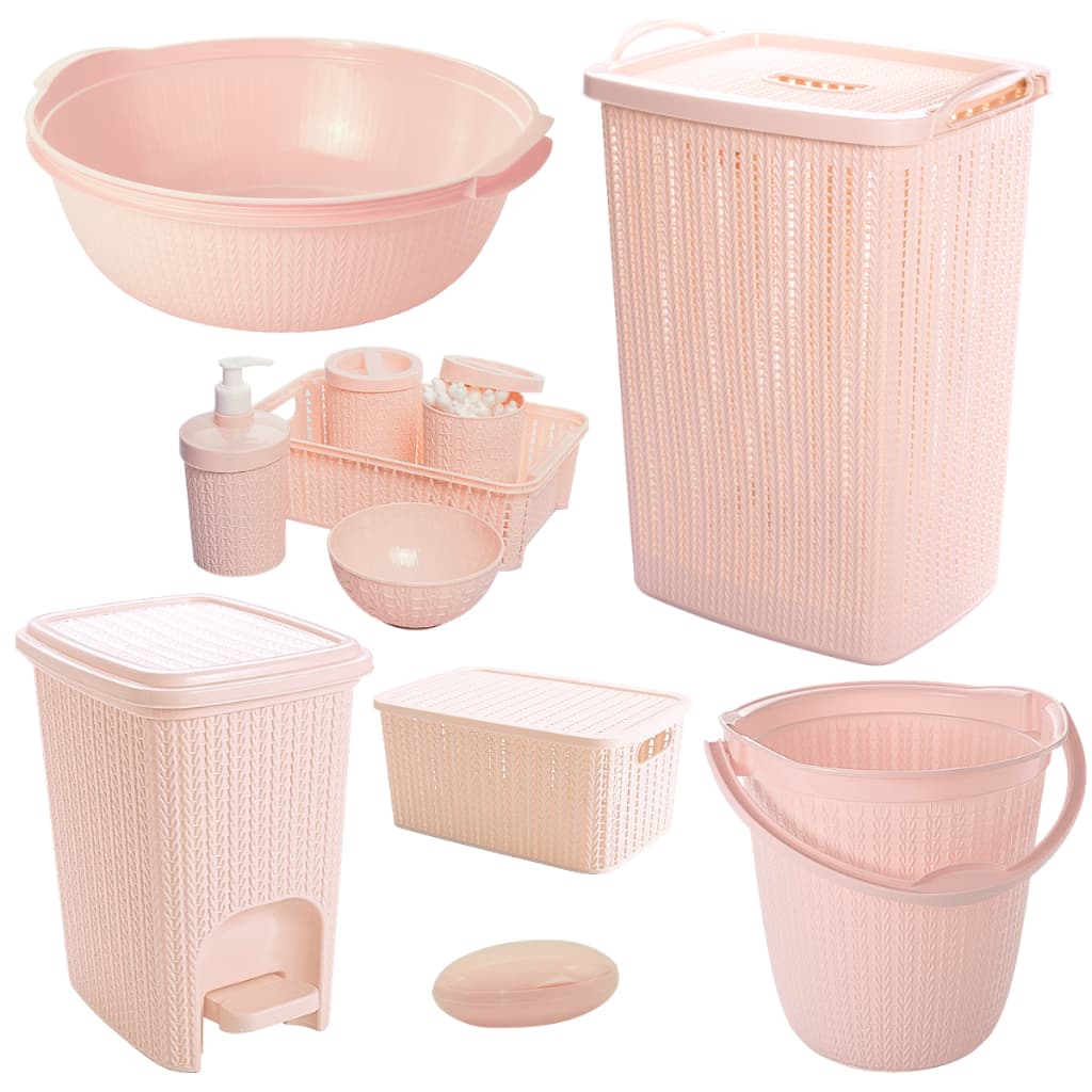 Kit Bebê Plasútil 7 Peças Trama Banheira Cesto Roupa Infantil Balde Bacia Lixeira Caixa Organizadora