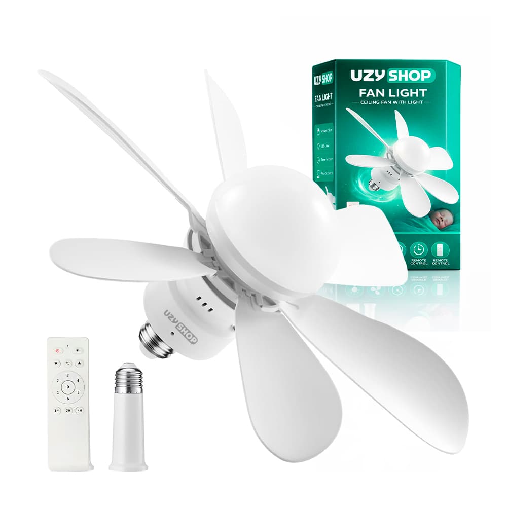 Ventilador de Teto Potente Bivolt Lâmpada LED 60W Soquete com Controle Remoto