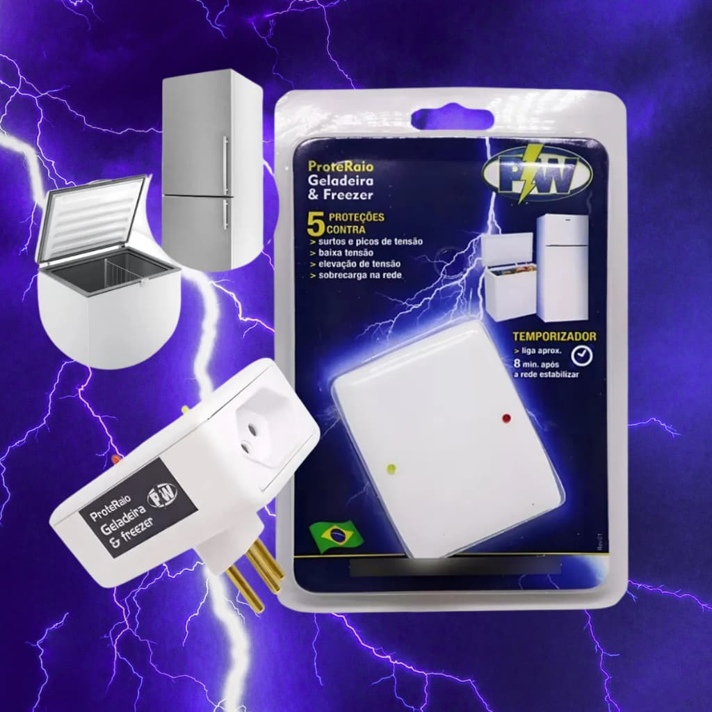 Protetor De Geladeira e Freezer Quedas De Energia contra Raios e Surtos Temporizador