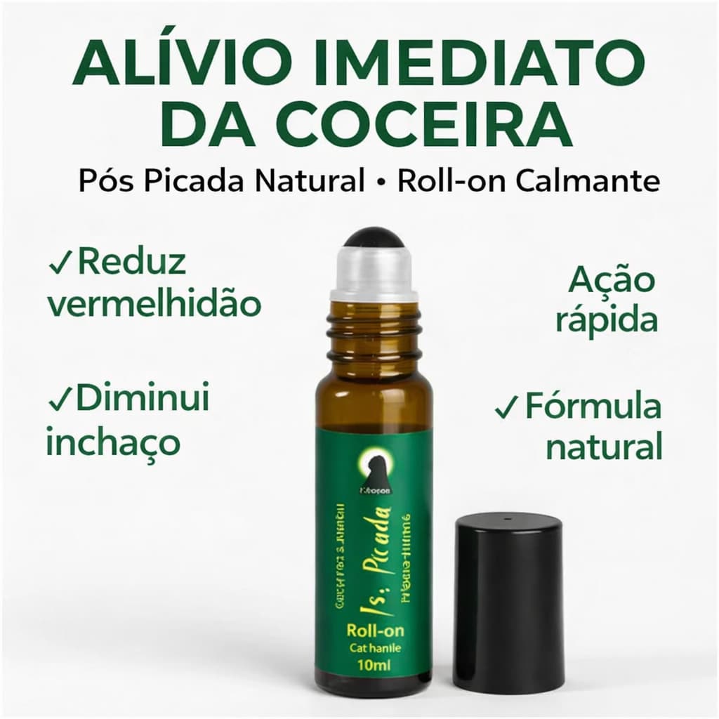 Pós Picada Natural – Alívio Imediato da Coceira e Vermelhidão | Lavanda + Melaleuca | Roll-on Calmante para Pele