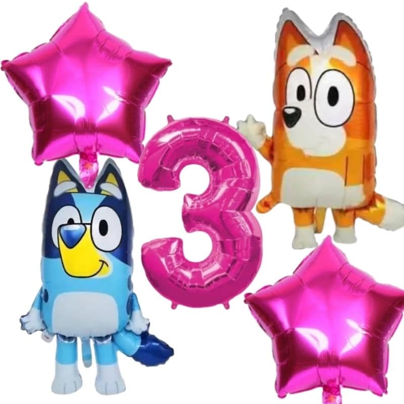 Kit balão metalizado Bingo e Bluey