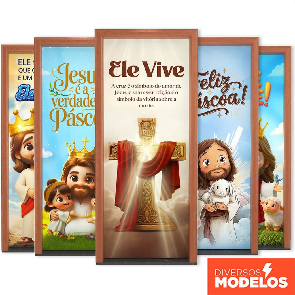 Capa de Porta Decorativa Páscoa Retangular Veste Porta 3d Sublimado em Tecido 0,80x2,10 – Veste Fácil