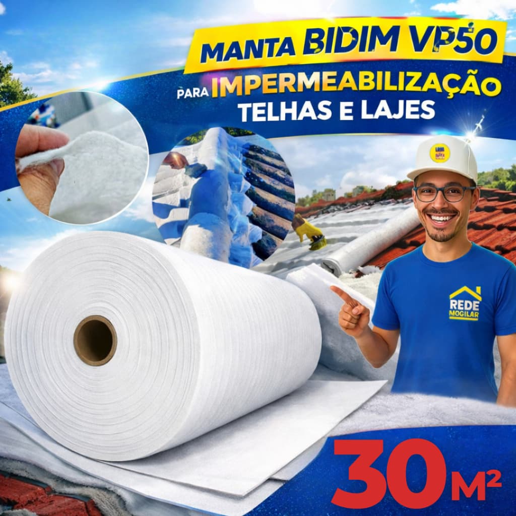 Manta Mantatec / Bidim Vp50 30 Metros 2 Impermeabiliza Telhados Telhas e Lajes