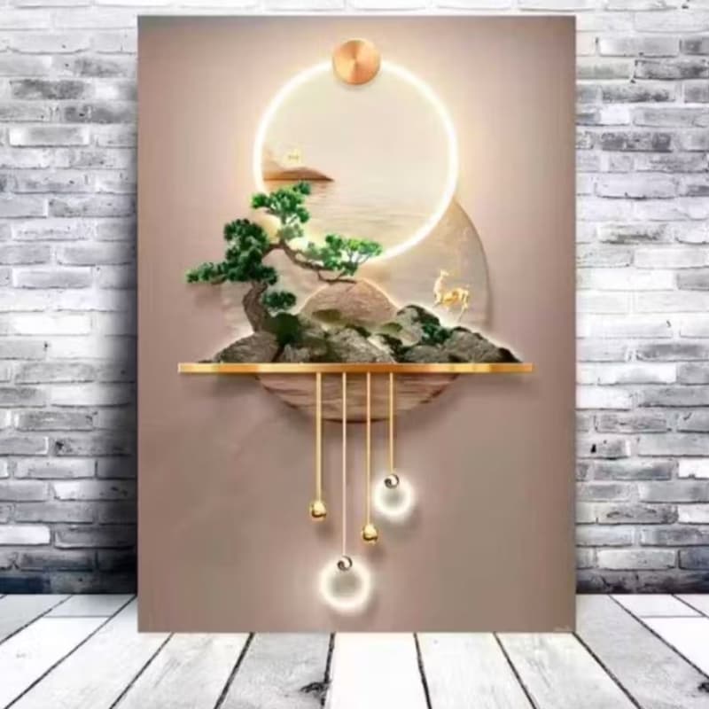 quadro decorativo ( não tem LED)Moderno Paisagem Zen 3D - Decoração Sala e Quarto