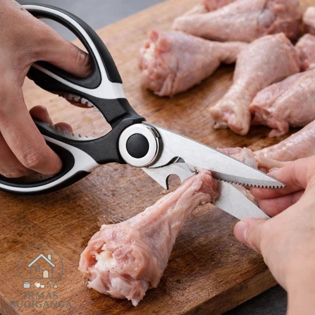 Kit até 1/2/3 Tesouras Multiuso Inox Cozinha Corta Ossos Carne Peixe Abre Nozes e Garrafas