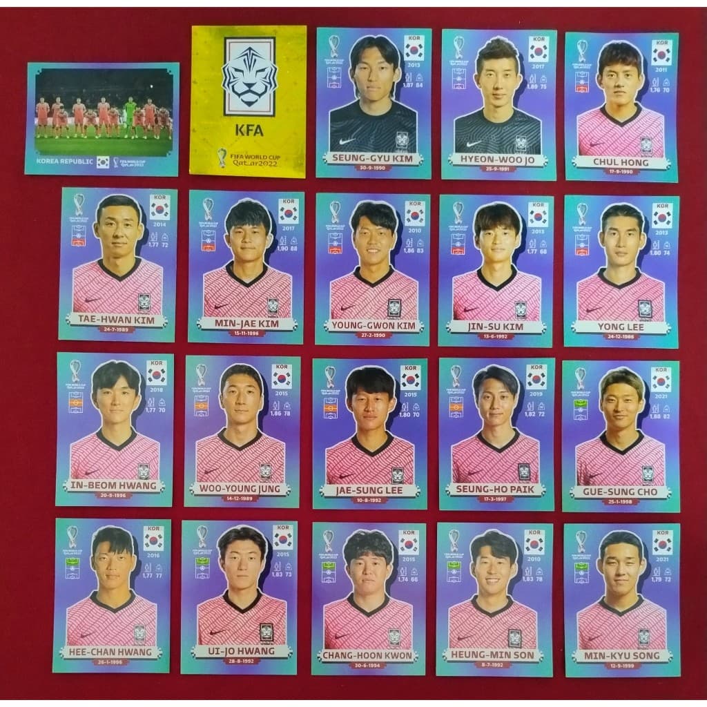 Figurinhas Avulsas da Copa do Mundo 2022 Seleção da Coréia do Sul (KOR)