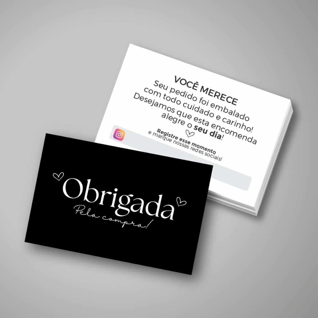 Cartões de Agradecimento ao cliente 9x5 Postal Obrigada pela compra obrigada pela preferência