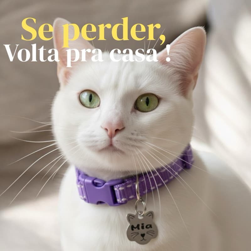 Coleira para Gato com Identificação Personalizada Anti-Perda | Nome e Telefone Gravados | Segurança Pet