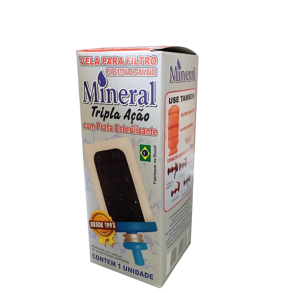 Vela para Filtro de Barro Mineral Tripla Ação com Carvão Ativado e Prata Esterilizante