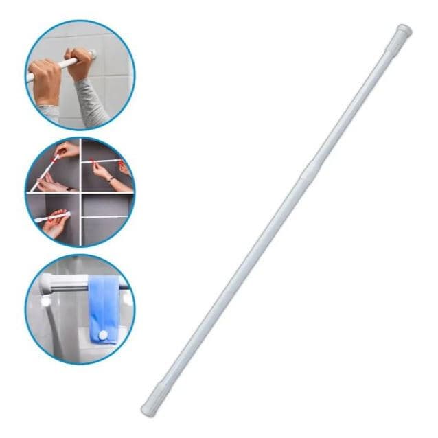 Varão Extensível Haste Bastão Cortina Banheiro 110 A 200 Cm Branco