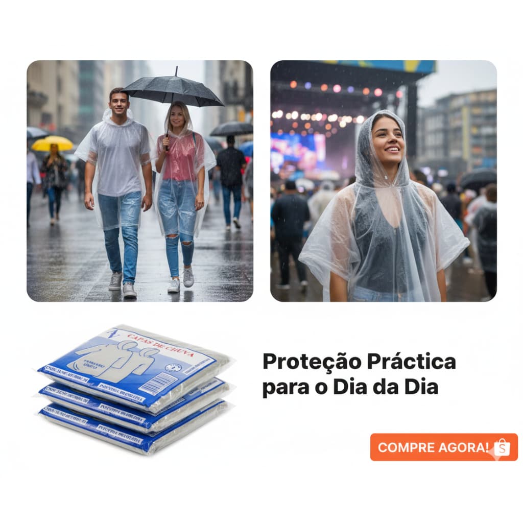 kit Capa de Chuva 2/4/6  Descartavel Tamanho Único - Proteção chuva, Impermeável ideal para eventos