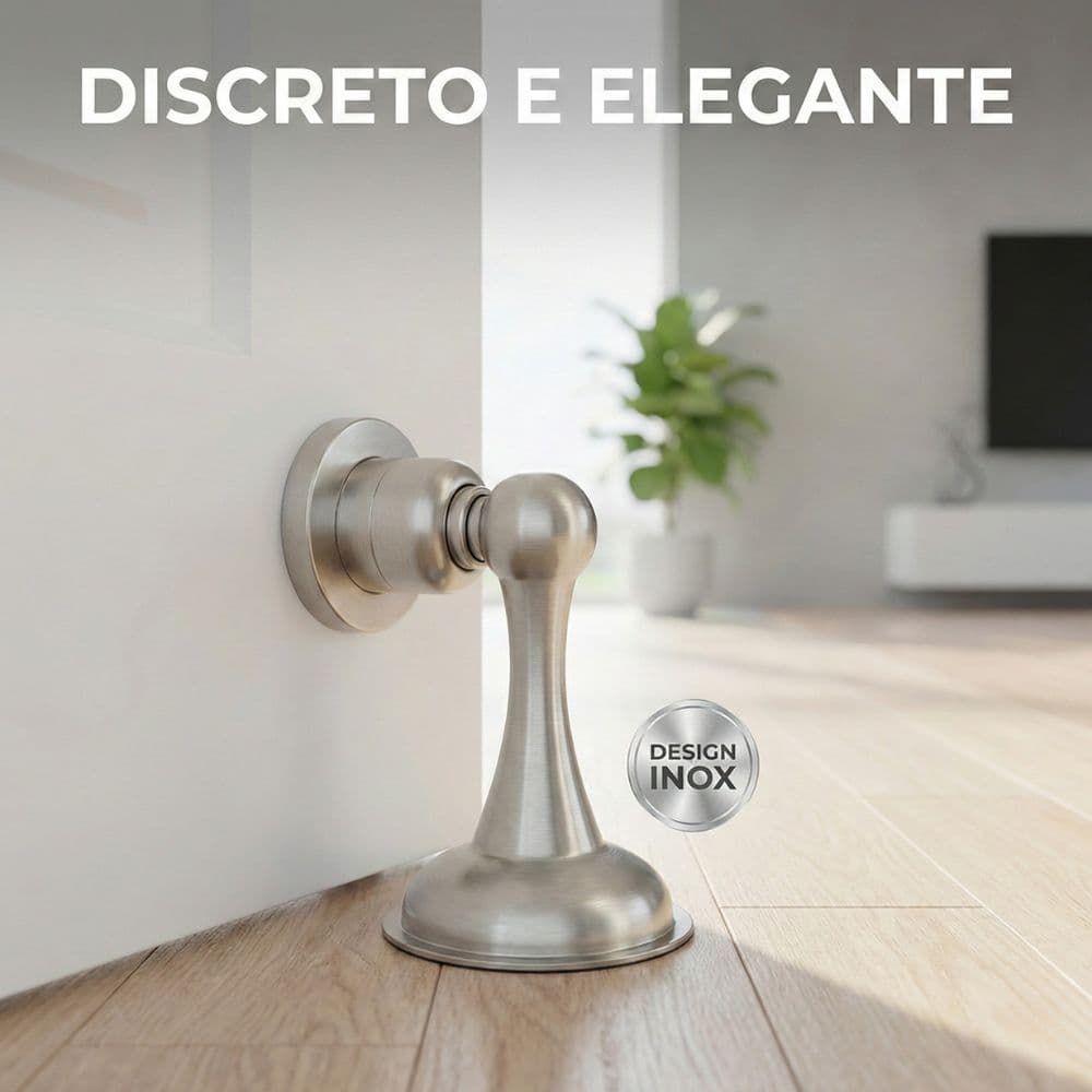 Prendedor de Porta Magnético Inox Escovado com Amortecedor Silencioso