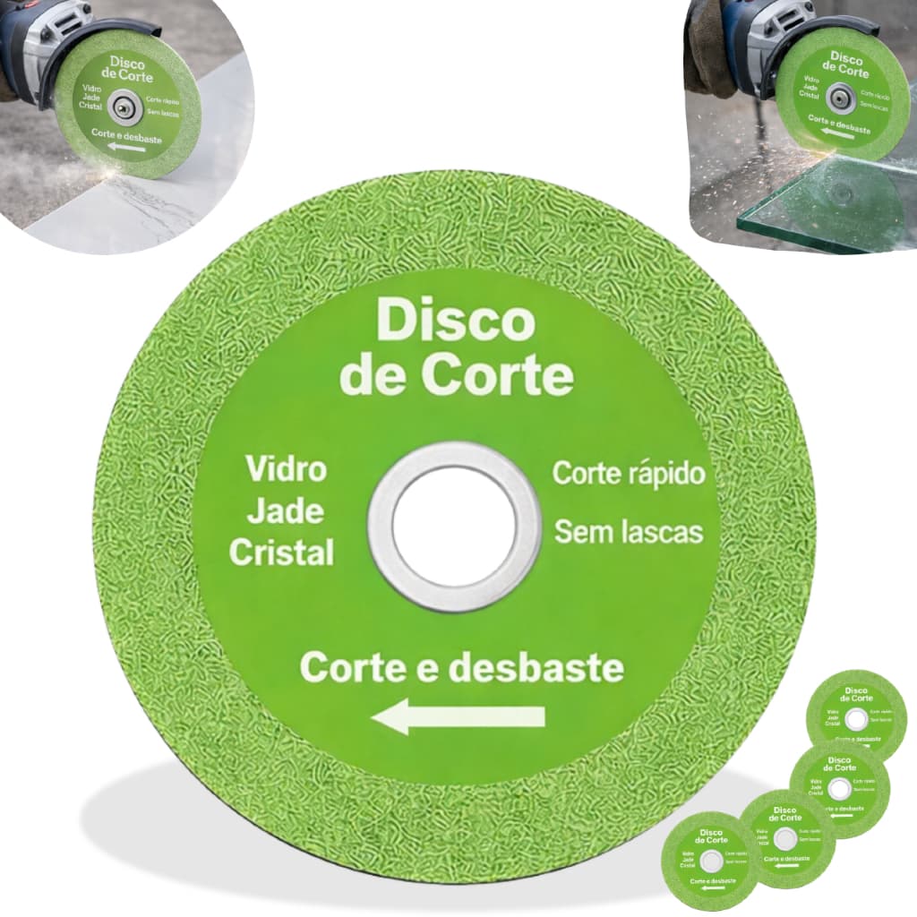 Disco de Corte Diamantado para Vidro Porcelana Piso Cerâmica Verde 115mm x 22,23mm
