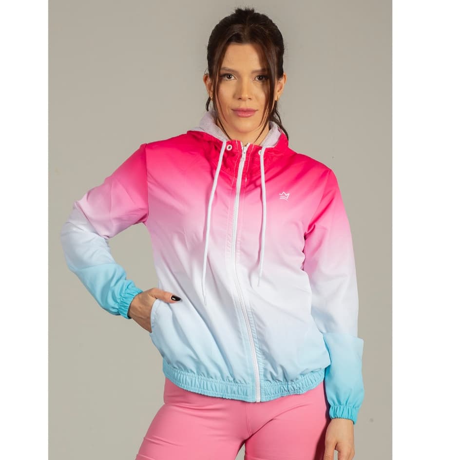 Jaqueta Blusa Corta Vento Feminina Leve Resistente Esportiva Impermeável Colorida Com Capuz Dulk