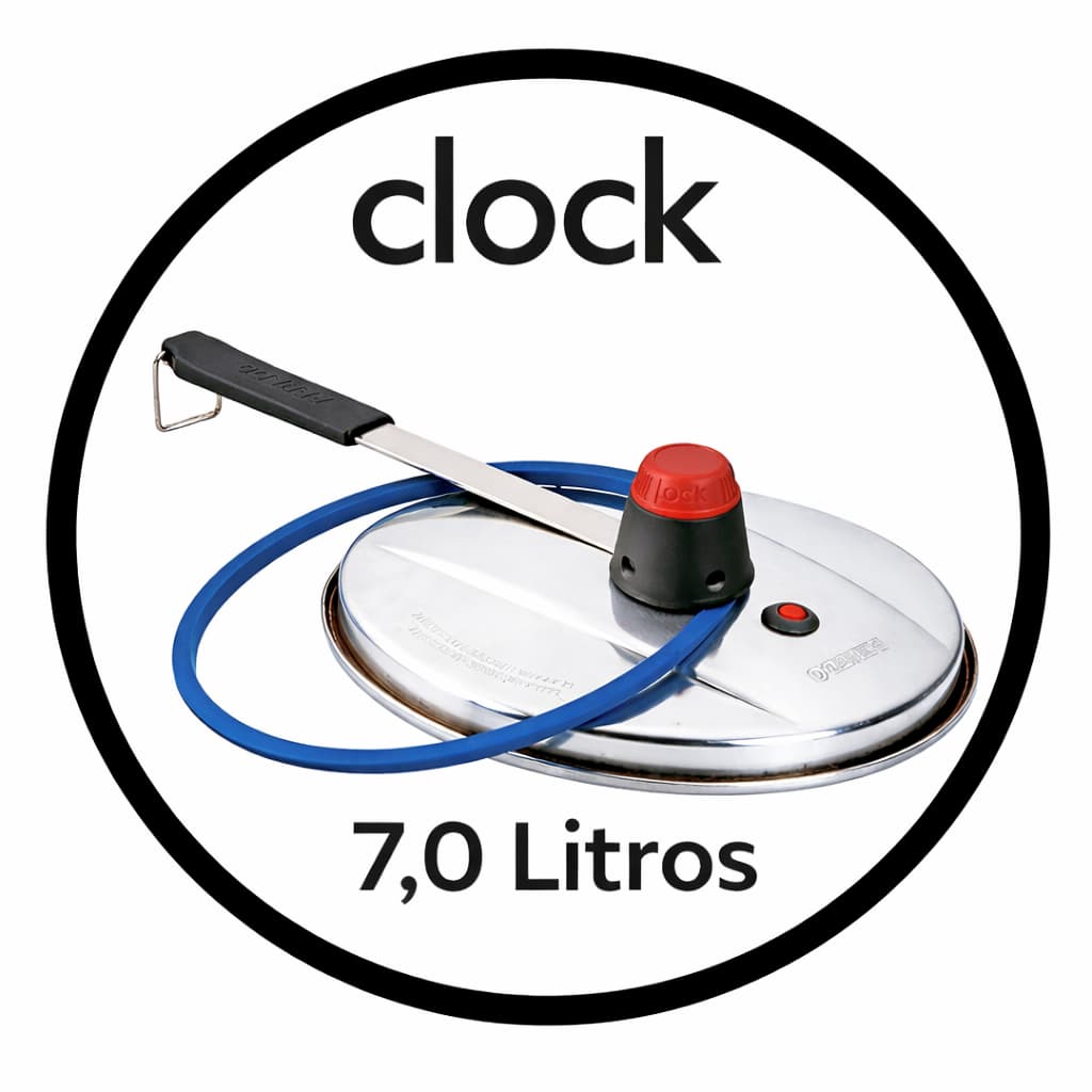 Borracha Clock 7,0 Litros Panela Pressão Fechamento Interno Multiuso Para Outras Panelas