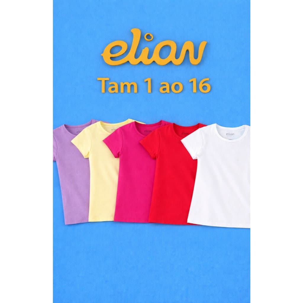 Blusa Camiseta Básica Infantil Menina Elian Algodão Tam 1 ao 16 Promoção