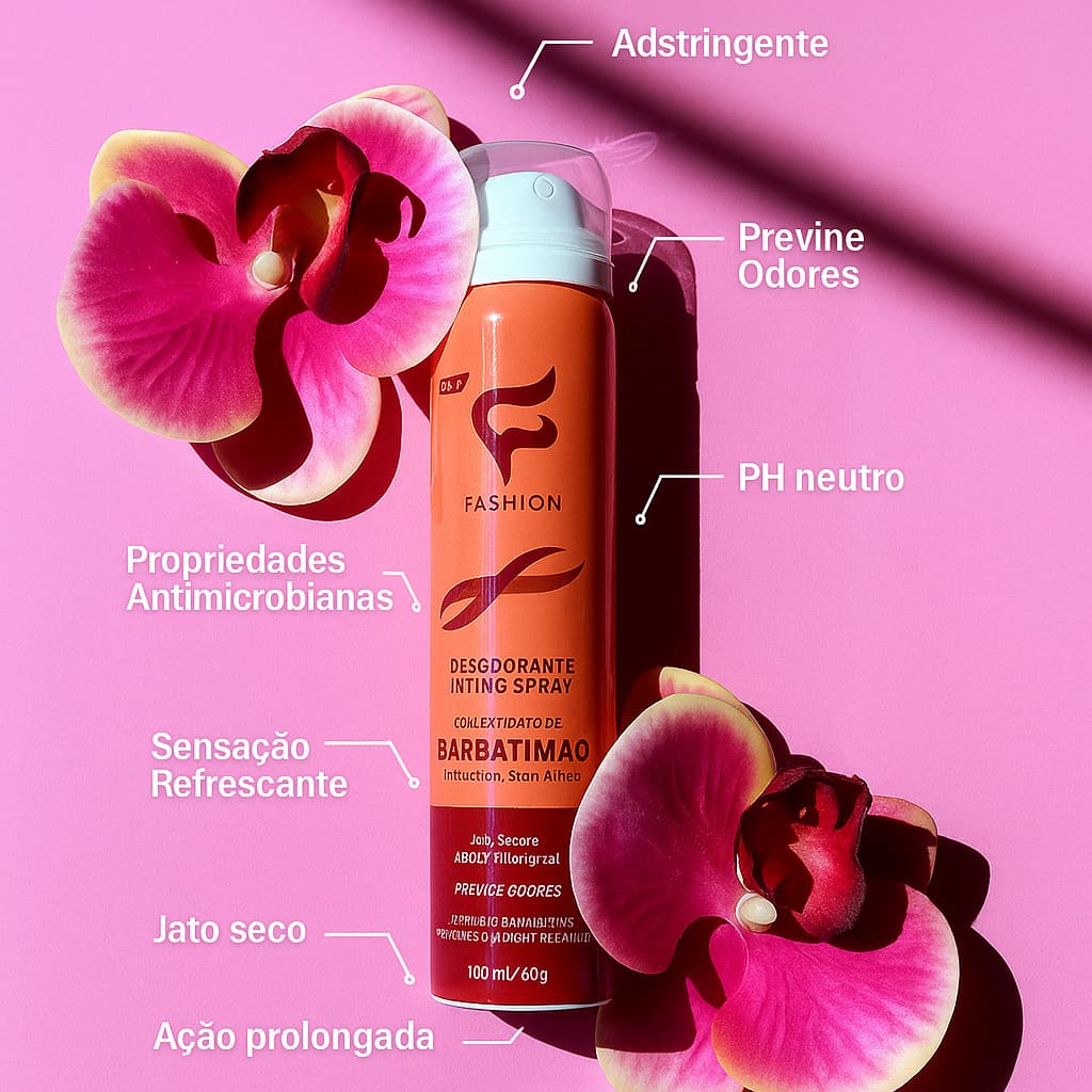 Desodorante Íntimo Spray Barbatimão Combate Candidíase Coceiras E Odores 100ml