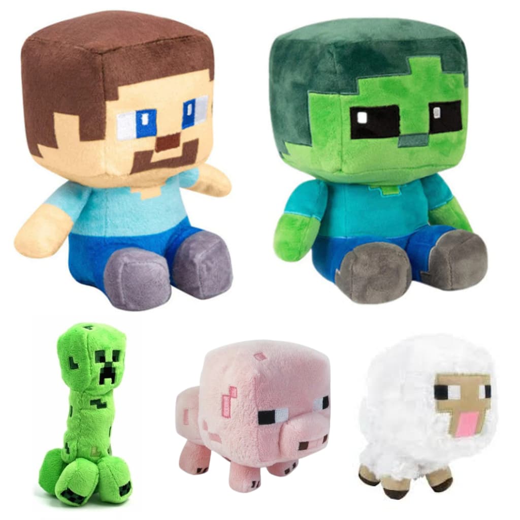 Steve Zumbi Minecraftt Pelúcia Creeper Ovelha Gato Cachorro Lobo Polvo Pelucia Robloxx Pixelado MC Brinquedo Criança