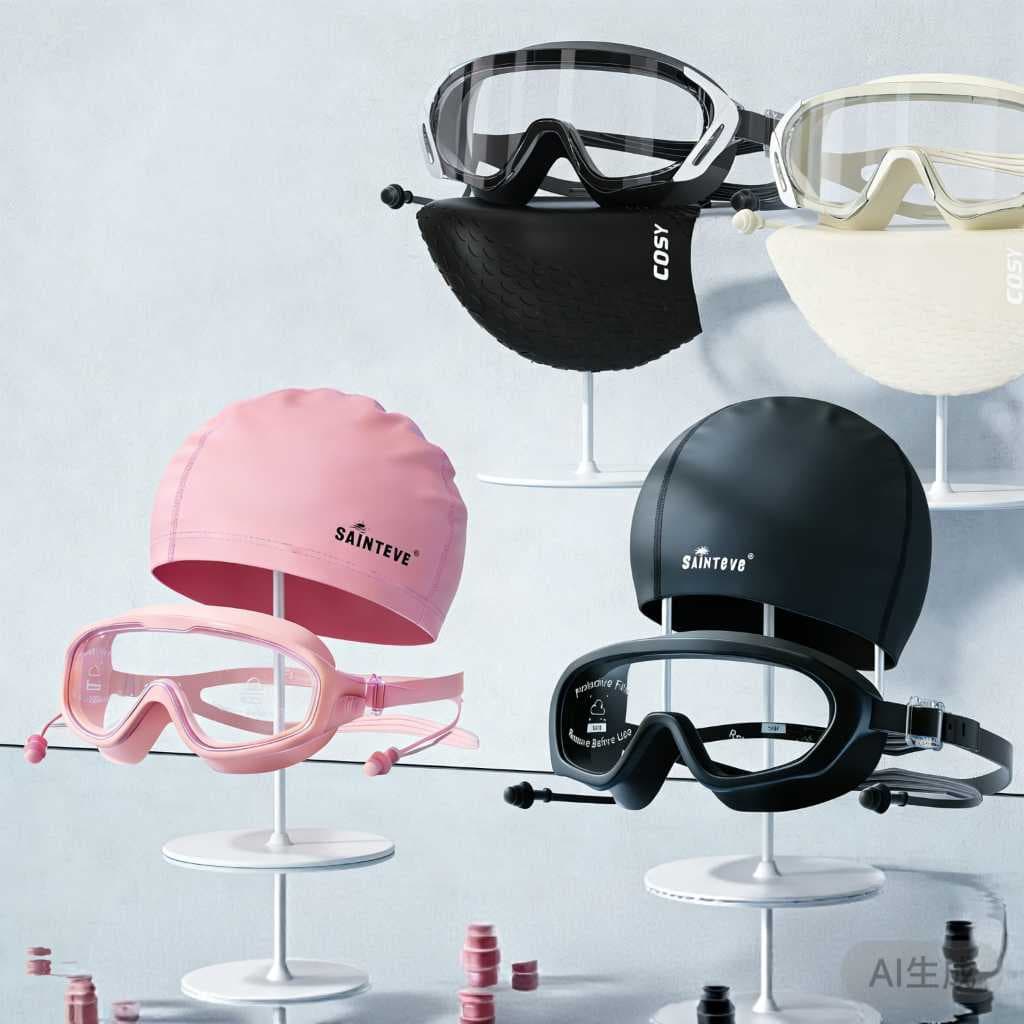 Conjunto de Óculos de Natação Adulto  + Touca em PU | 3 Cores Disponíveis